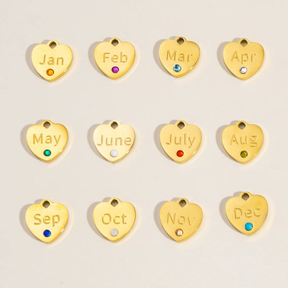 Jewelry Pendant Stainless Steel Heart Shaped Electroplated With Birthstone Pattern