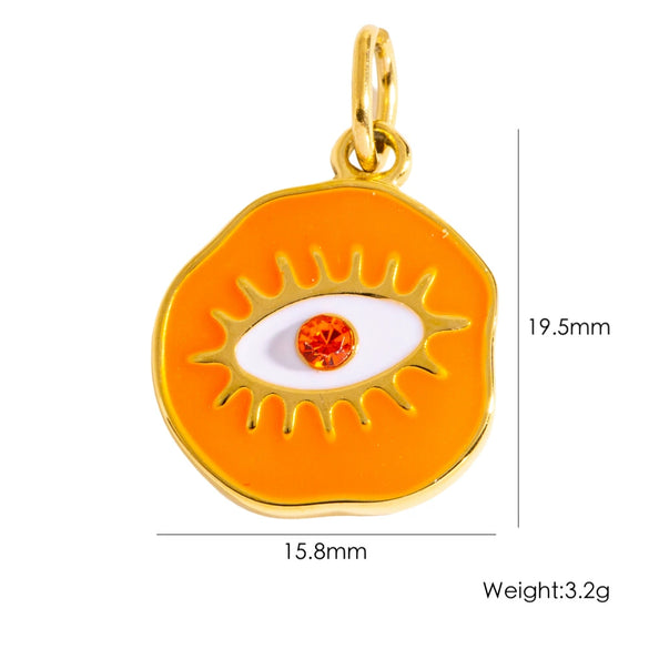 Jewelry Pendant Stainless Steel Irregular Round Dripping Oil Eye Accessories