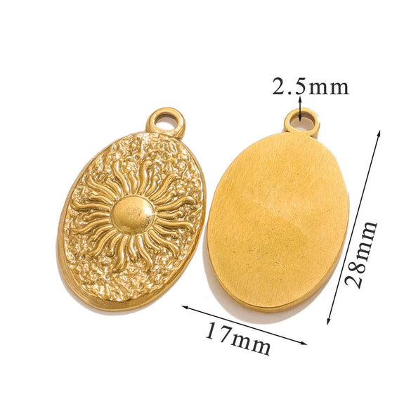 Jewelry Pendant Stainless Steel 18K Gold Plated Electroplating Craft Ellipse Handmade Diy Tarot Card