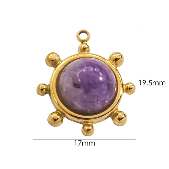 Jewelry Pendant Stainless Steel Natural Stone Inlay Retro Style Accessories