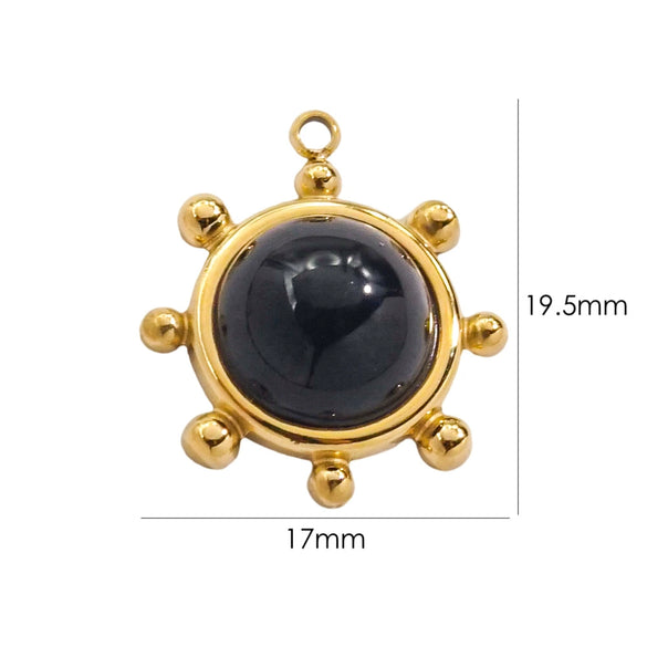 Jewelry Pendant Stainless Steel Natural Stone Inlay Retro Style Accessories