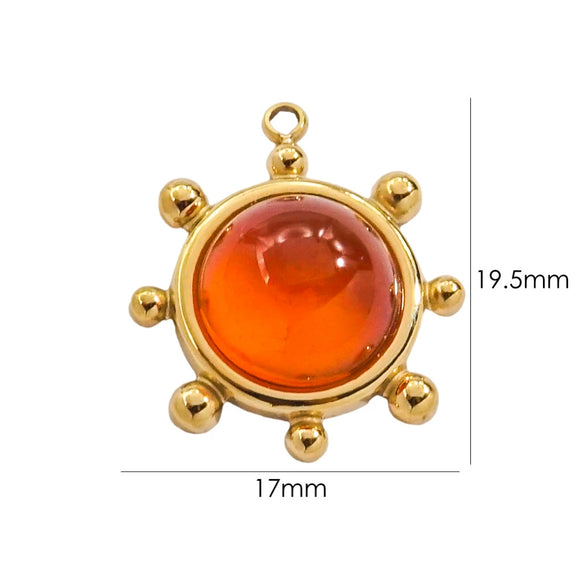 Jewelry Pendant Stainless Steel Natural Stone Inlay Retro Style Accessories