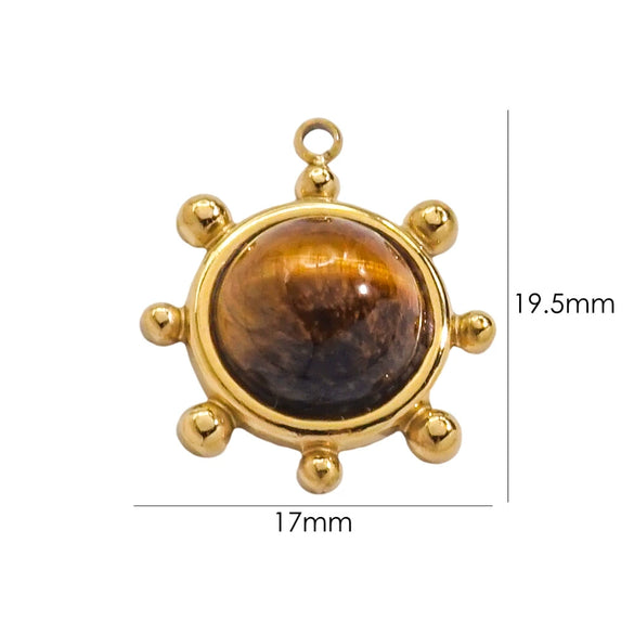 Jewelry Pendant Stainless Steel Natural Stone Inlay Retro Style Accessories