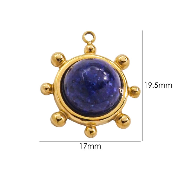 Jewelry Pendant Stainless Steel Natural Stone Inlay Retro Style Accessories