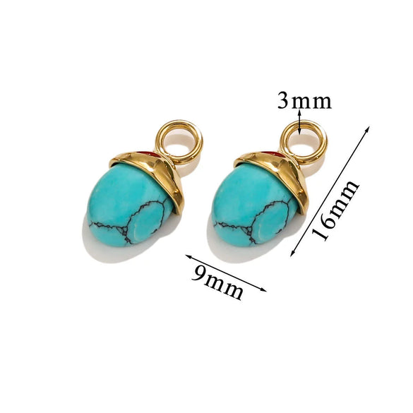 Jewelry Pendant Stainless Steel Natural Stone Oval Pine Cone Totem Handmade Electroplated