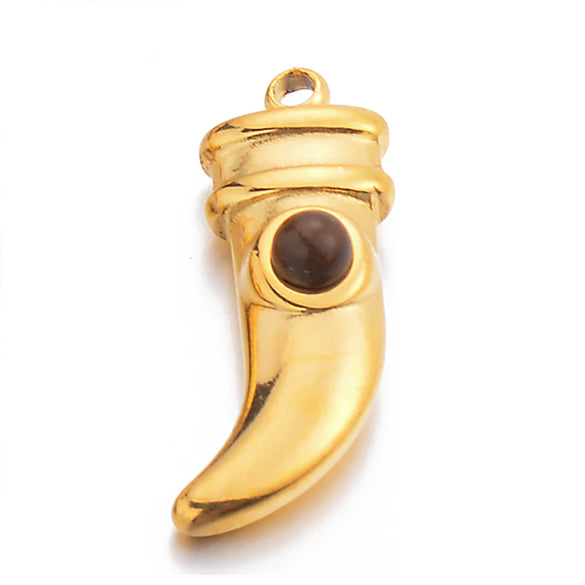 Jewelry Pendant Stainless Steel Natural Stone Spike Shape Electroplated