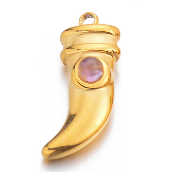 Jewelry Pendant Stainless Steel Natural Stone Spike Shape Electroplated