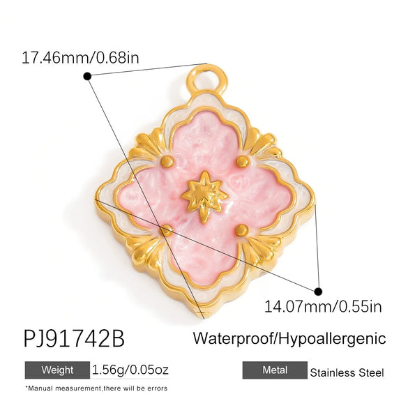 Jewelry Pendant Stainless Steel Oil Dripping Flower Devil's Eye Ocean Heart Electroplating