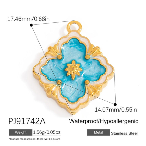 Jewelry Pendant Stainless Steel Oil Dripping Flower Devil's Eye Ocean Heart Electroplating