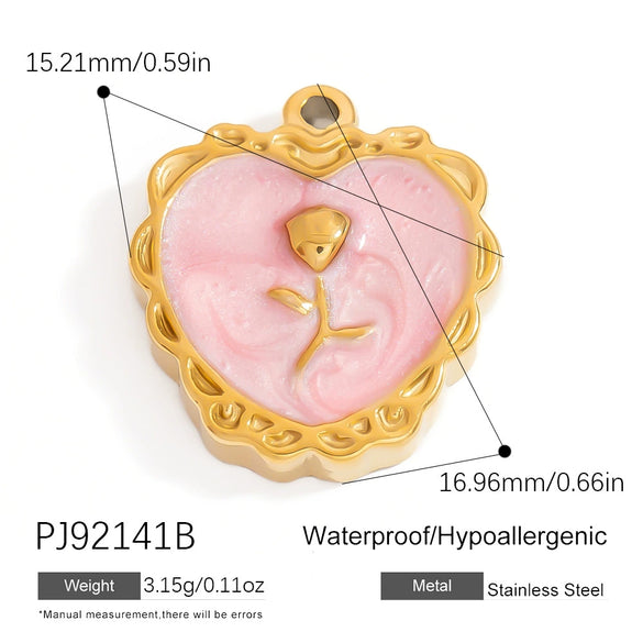 Jewelry Pendant Stainless Steel Oil Dripping Flower Devil's Eye Ocean Heart Electroplating