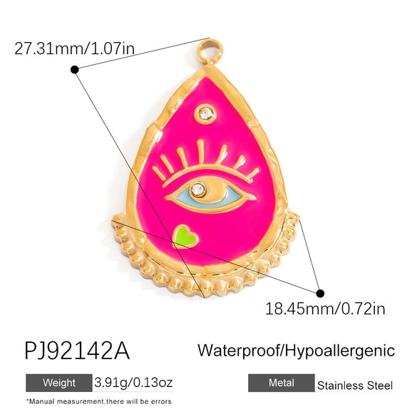 Jewelry Pendant Stainless Steel Oil Dripping Flower Devil's Eye Ocean Heart Electroplating