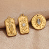 Jewelry Pendant Stainless Steel Tarot 3D Relief Fish Pattern Diamond Encrusted Electroplating