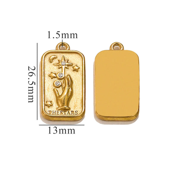Jewelry Pendant Stainless Steel Tarot 3D Relief Fish Pattern Diamond Encrusted Electroplating