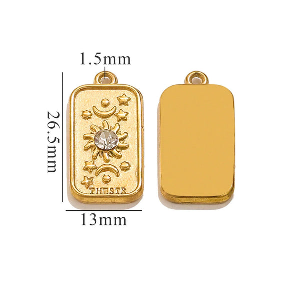 Jewelry Pendant Stainless Steel Tarot 3D Relief Fish Pattern Diamond Encrusted Electroplating
