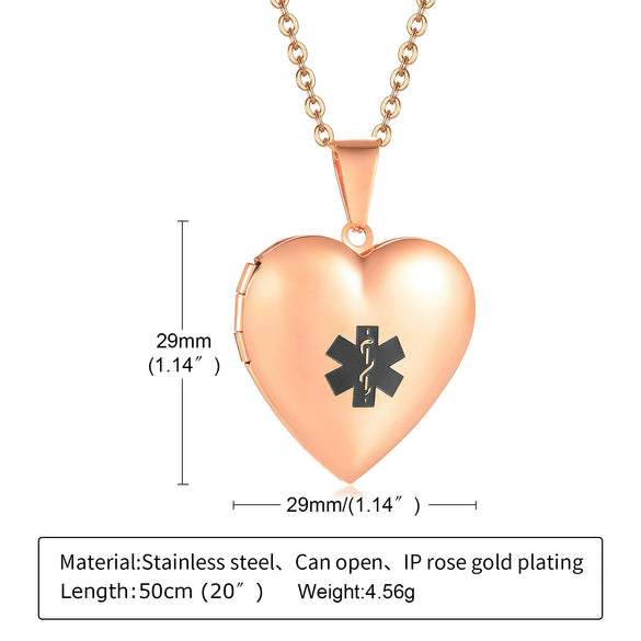 Jewelry Photo Box Stainless Steel Heart Shaped Pendant