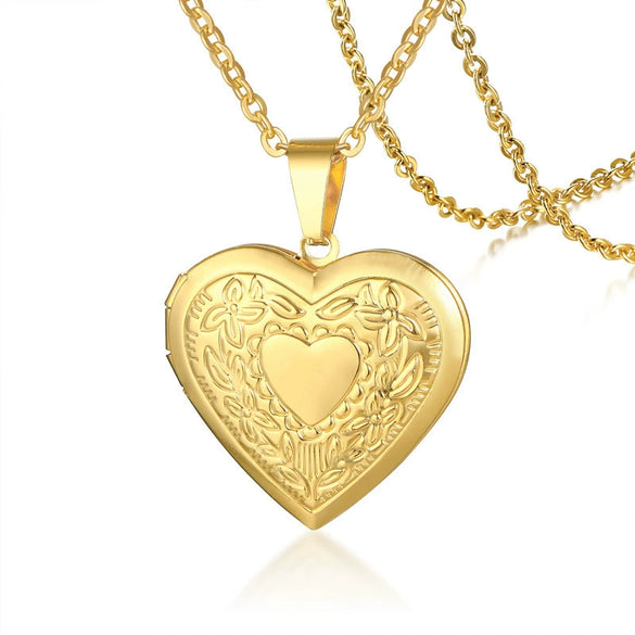 Jewelry Photo Box Stainless Steel Heart Shaped Pendant