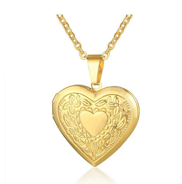 Jewelry Photo Box Stainless Steel Heart Shaped Pendant
