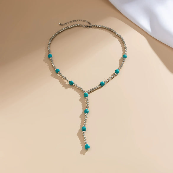 Jewelry Plastic Beaded Geometric Handmade Collarbone Neckchain Long Tassel Necklace