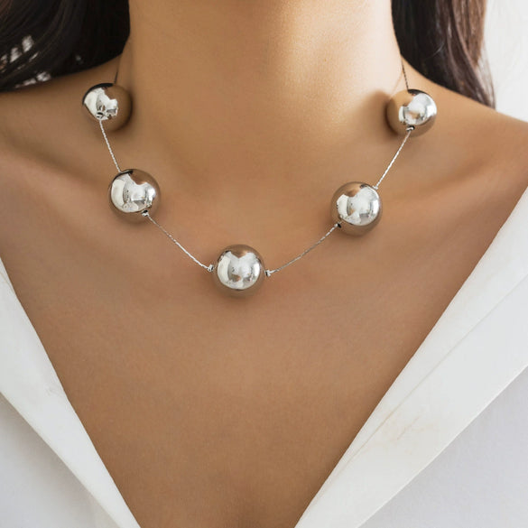 Jewelry Plastic Geometric Beaded Clavicle Chain For Women Electroplated