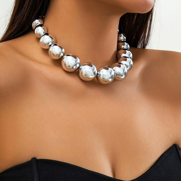 Jewelry Plastic Geometric Beaded Clavicle Chain For Women Electroplated