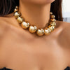 Jewelry Plastic Geometric Beaded Clavicle Chain For Women Electroplated