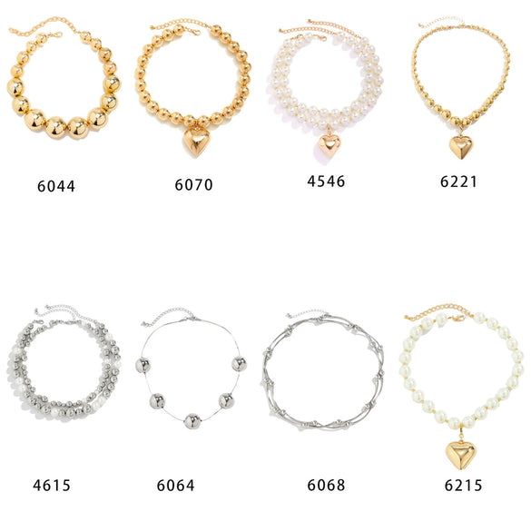 Jewelry Plastic Geometric Beads Punk Collar Clavicle Chain Necklace For Women Electroplated