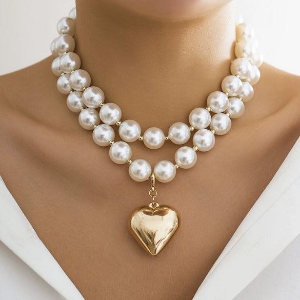 Jewelry Plastic Geometric Beads Punk Collar Clavicle Chain Necklace For Women Electroplated