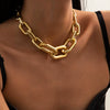 Jewelry Plastic Plating Cross Chain Punk Hiphop Clavicle Necklace With Geometric Design For Women