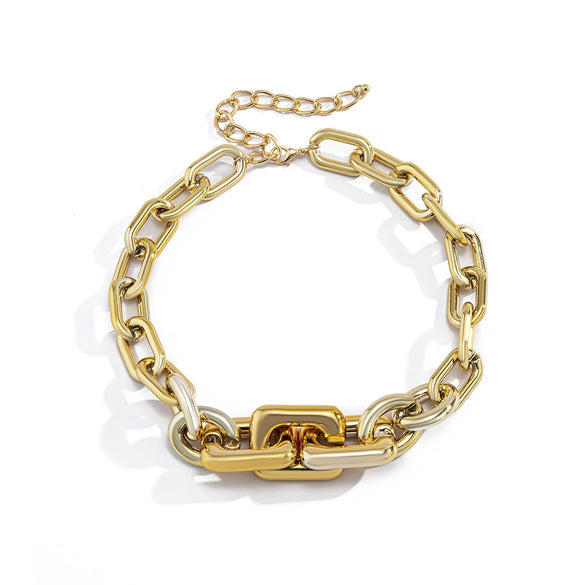 Jewelry Plastic Plating Cross Chain Punk Hiphop Clavicle Necklace With Geometric Design For Women