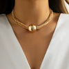 Jewelry Plastic Resin Geometric Ball Multilayer Chain Stacking Necklace Electroplating Punk Style For Women