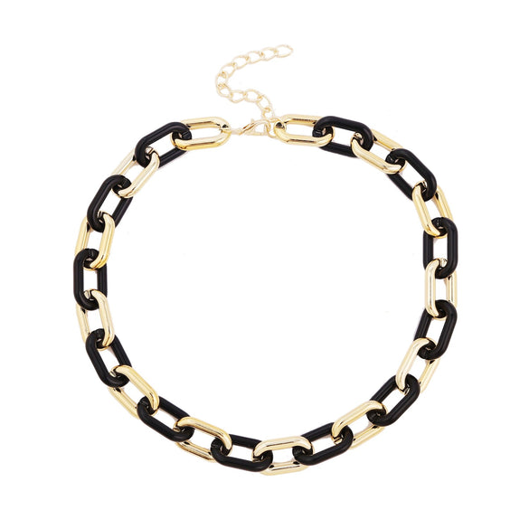 Jewelry Plastic Resin Geometric Box Chain Clavicle Necklace For Women Electroplated