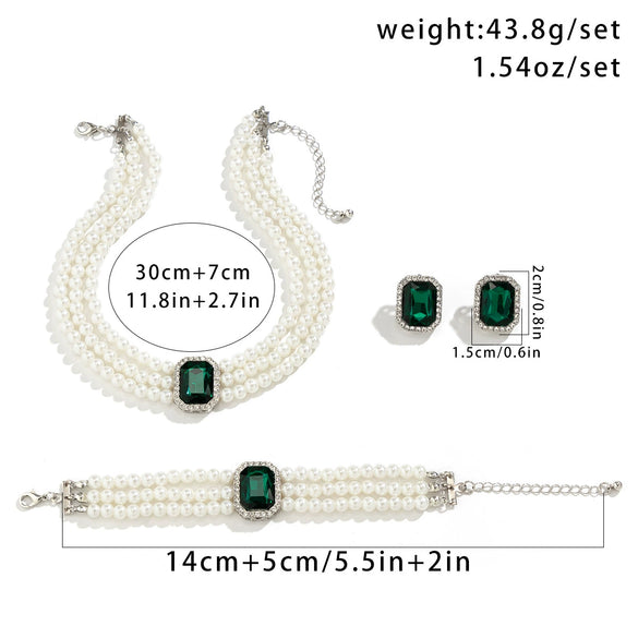 Jewelry Plastic Resin Geometric Multi Layer Imitation Pearl Ball Chain Necklace For Women
