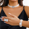 Jewelry Plastic Resin Geometric Multi Layer Imitation Pearl Ball Chain Necklace For Women