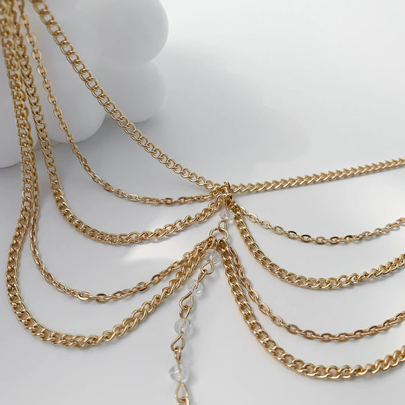 Jewelry Plastic Resin Geometric Multi Layer Tassel Chain Anklet For Women