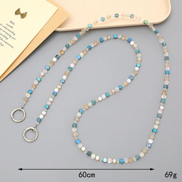 Jewelry Plastic Resin Handmade Beaded Mobile Phone Chain With Stars Sun And Moon Clouds Cosmic Pattern