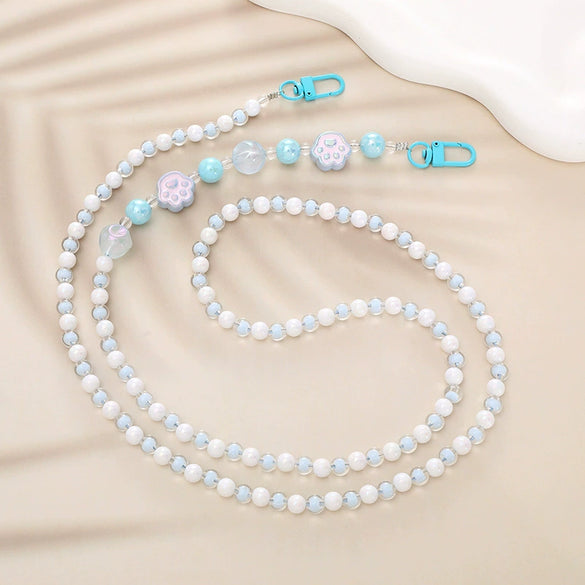 Jewelry Plastic Resin Handmade Beaded Mobile Phone Chain With Stars Sun And Moon Clouds Cosmic Pattern