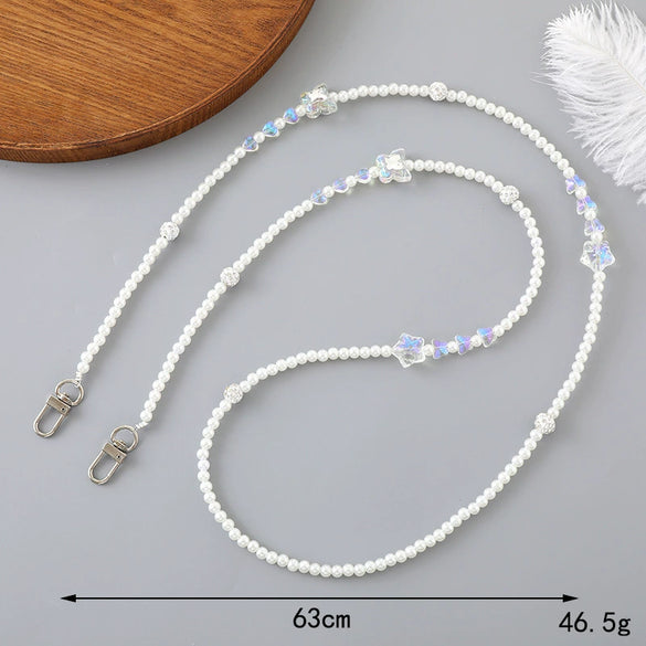 Jewelry Plastic Resin Handmade Beaded Mobile Phone Chain With Stars Sun And Moon Clouds Cosmic Pattern