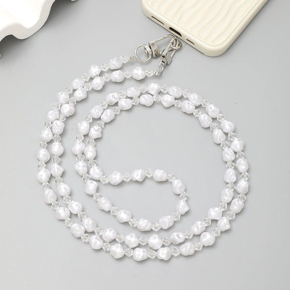 Jewelry Plastic Resin Handmade Beaded Mobile Phone Chain With Stars Sun And Moon Clouds Cosmic Pattern