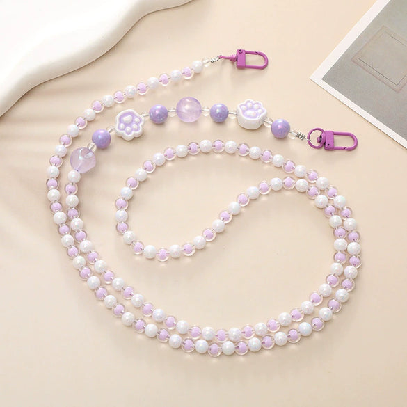 Jewelry Plastic Resin Handmade Beaded Mobile Phone Chain With Stars Sun And Moon Clouds Cosmic Pattern