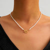 Jewelry Plastic Resin Heart Shaped Ball Chain Clavicle Necklace With Artificial Crystal Pendant Electroplating Style