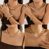 Jewelry Plastic Resin Imitation Pearl Geometric Beaded Necklace With Electroplating For Women