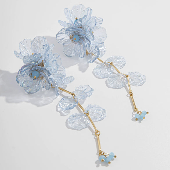 Jewelry Plastic Simple Flower Tassel Scallop Earrings Electroplating For Women