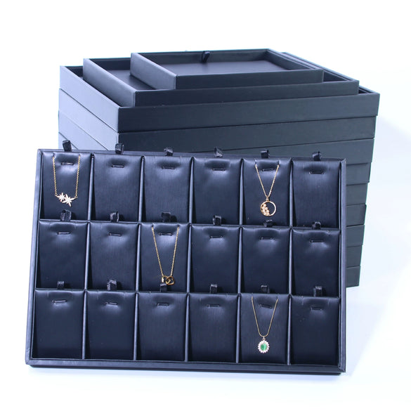 Jewelry Plate Pu Leather Black Brushed Geometric Splicing Style For Jewelry Store Props And Storage
