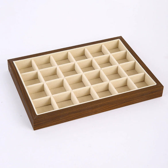 Jewelry Plate Walnut Wood Geometric Shape Splicing Highend Style For Jewelry Display And Storage