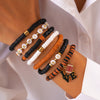 Jewelry Polymer Clay Acrylic Alloy Dripping Oil Beaded Bracelet With Crown Letters Numbers Text Pendant For Women