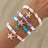Jewelry Polymer Clay Alloy Imitation Pearl Bracelet Set With Letter Shape And Electroplating Process In Vacation Style