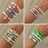 Jewelry Polymer Clay Alloy Imitation Pearl Bracelet Set With Letter Shape And Electroplating Process In Vacation Style