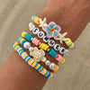 Jewelry Polymer Clay Alloy Imitation Pearl Bracelet Set With Letter Shape And Electroplating Process In Vacation Style