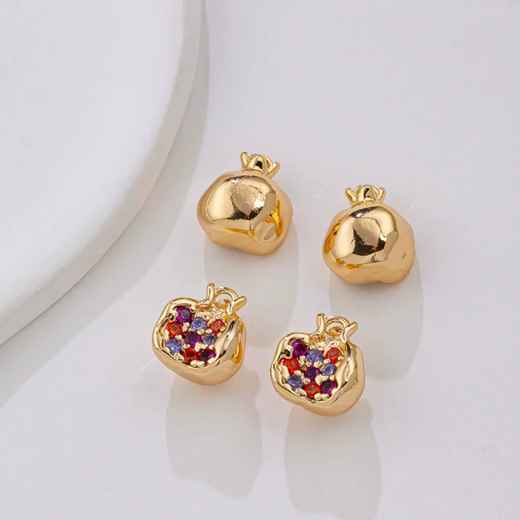 Jewelry Pomegranate Pendant Zircon Inlaid 14K Gold Plated Diy Handmade Beaded Accessories Material