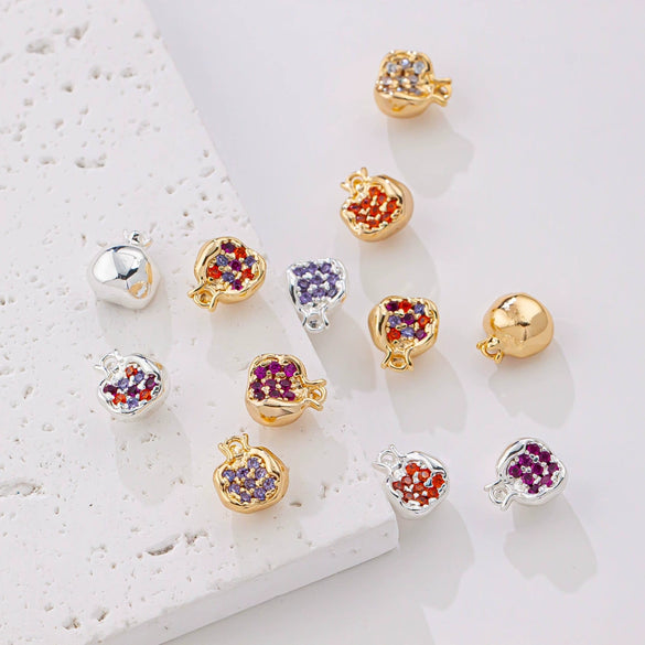 Jewelry Pomegranate Pendant Zircon Inlaid 14K Gold Plated Diy Handmade Beaded Accessories Material